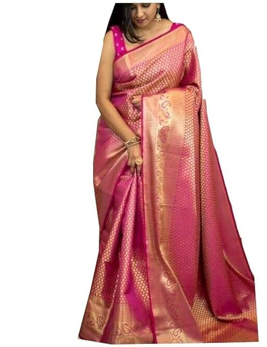 vipin sgf11 women's kanjivaram soft silk saree with blouse piece