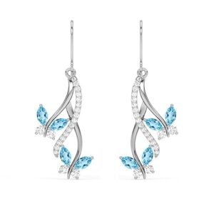 vipin clara 925 sterling silver butterfly pendant earring chain jewellery set | rhodium plated, swiss zirconia | gift for women & girls