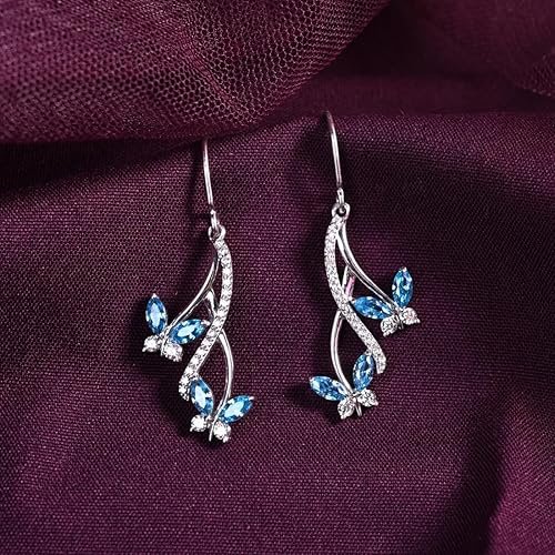 vipin clara 925 sterling silver butterfly pendant earring chain jewellery set | rhodium plated, swiss zirconia | gift for women & girls