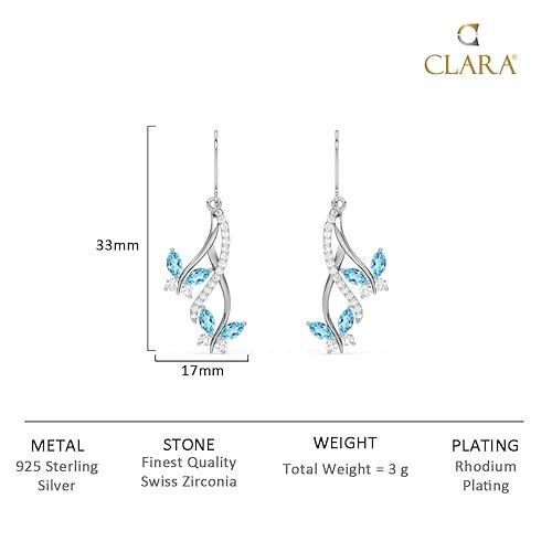 vipin clara 925 sterling silver butterfly pendant earring chain jewellery set | rhodium plated, swiss zirconia | gift for women & girls