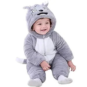 brandonn unisex baby flannel jumpsuit panda style cosplay clothes bunting outfits snowsuit hooded romper outwear (grey scars, 9 12 months)