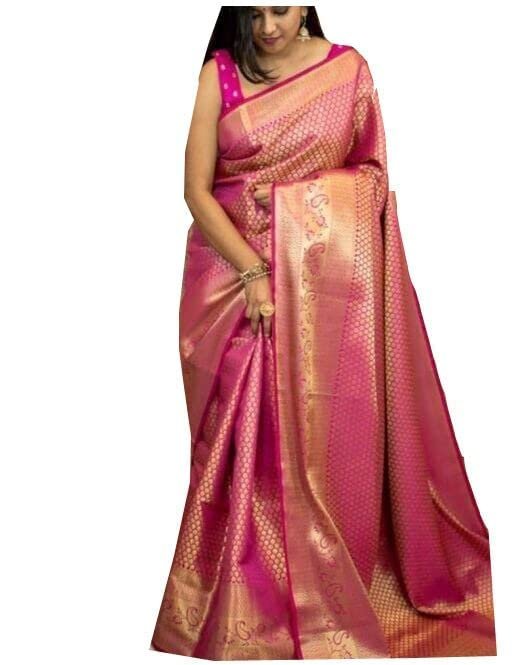 vipin sgf11 women's kanjivaram soft silk saree with blouse piece