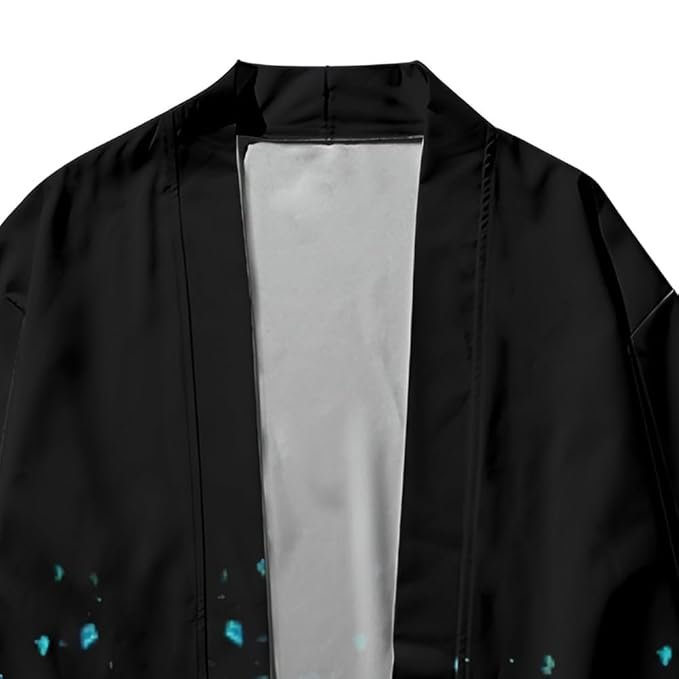 bk faso men kimono jacket japanese floral printed yukata open front coat bathrobe loose cardigan, green, 5x large