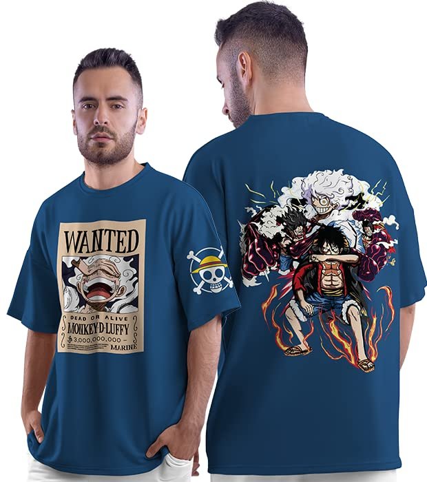 one piece luffy most wanted anime oversized t shirt