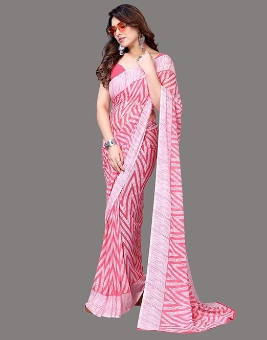 printed saree YIPSY FASHION Women's Georgette Floral Printed Saree - Image 5