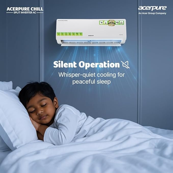 acerpure chill inverter split air conditioner 1 ton 3 star, 4 in 1 convertible design, anti virus filter, blue fin technology air conditioner