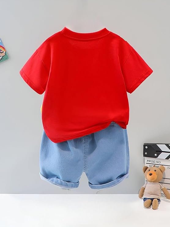 googo gaaga t shirt and short set for baby boys & baby girls, pure cotton rainbow printed half sleeves clothing set for kids