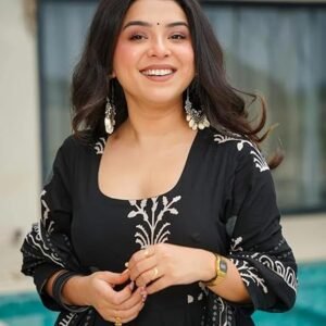 klosia women printed anarkali kurta and pant with dupatta set