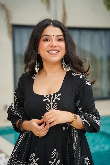 klosia women printed anarkali kurta and pant with dupatta set