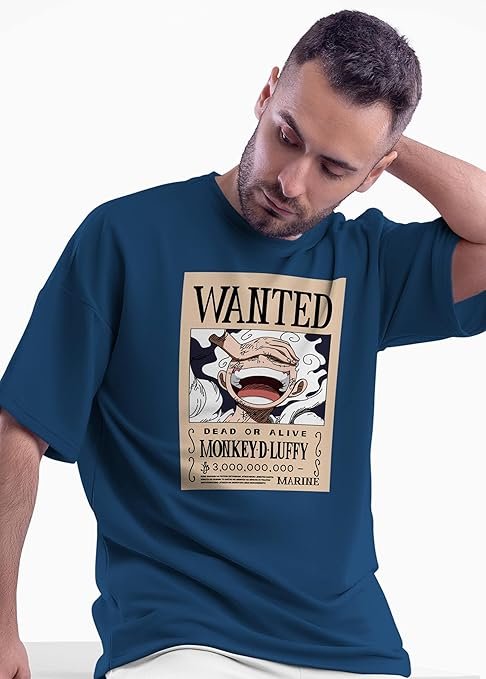 one piece luffy most wanted anime oversized t shirt