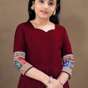 fashion dream girls crepe silk digital printed maxi dress|dresses for girls|fit and flared dress