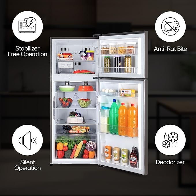 lg 242 l 3 star smart inverter frost free double door refrigerator (gl i292rpzx, shiny steel, door cooling+)