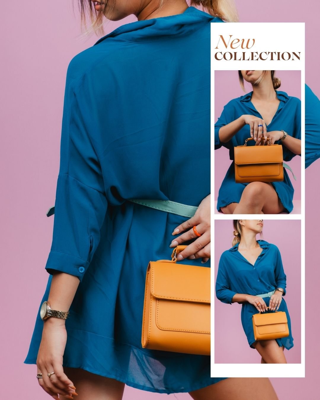 Blue and Pink Photo Collage New Collection Fashion Instagram Post