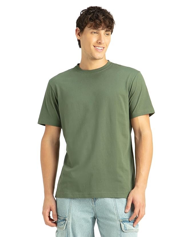 jockey 2714 men's super combed cotton rich solid round neck regular fit half sleeve t shirt