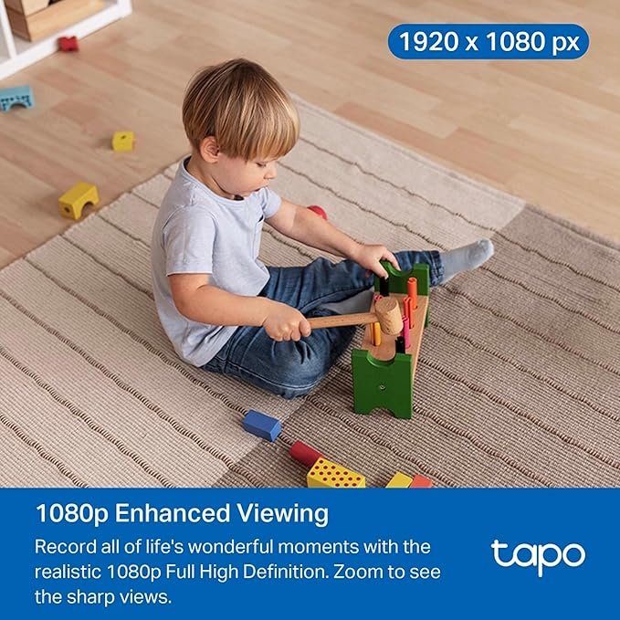 tapo c201 360° 2mp 1080p full hd pan/tilt home security wi fi smart camera| alexa enabled| 2 way audio| night vision| motion detection| sound and light alarm| indoor cctv black