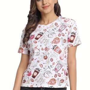 uneberry® cotton regular fit printed half sleeves t shirt for women